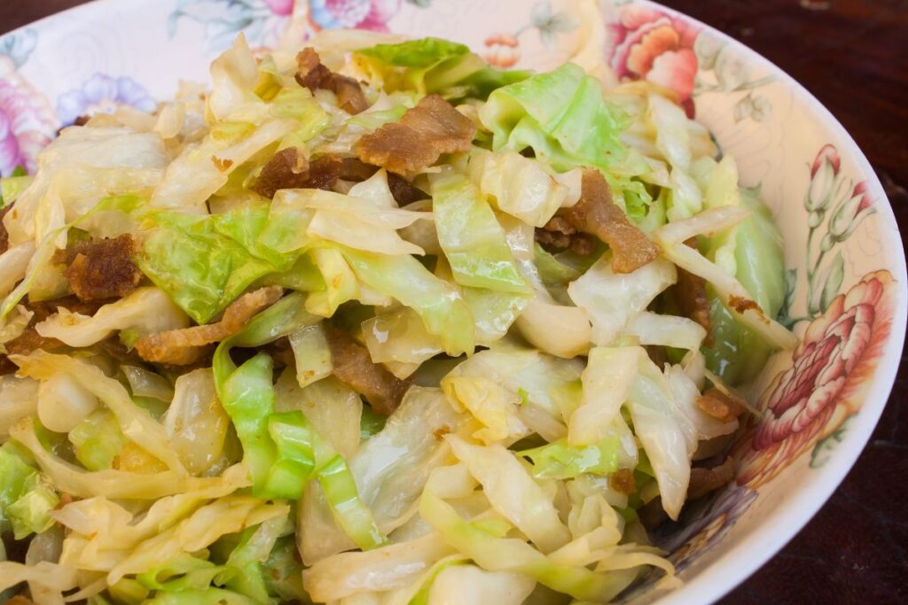 fried cabbage and sausage